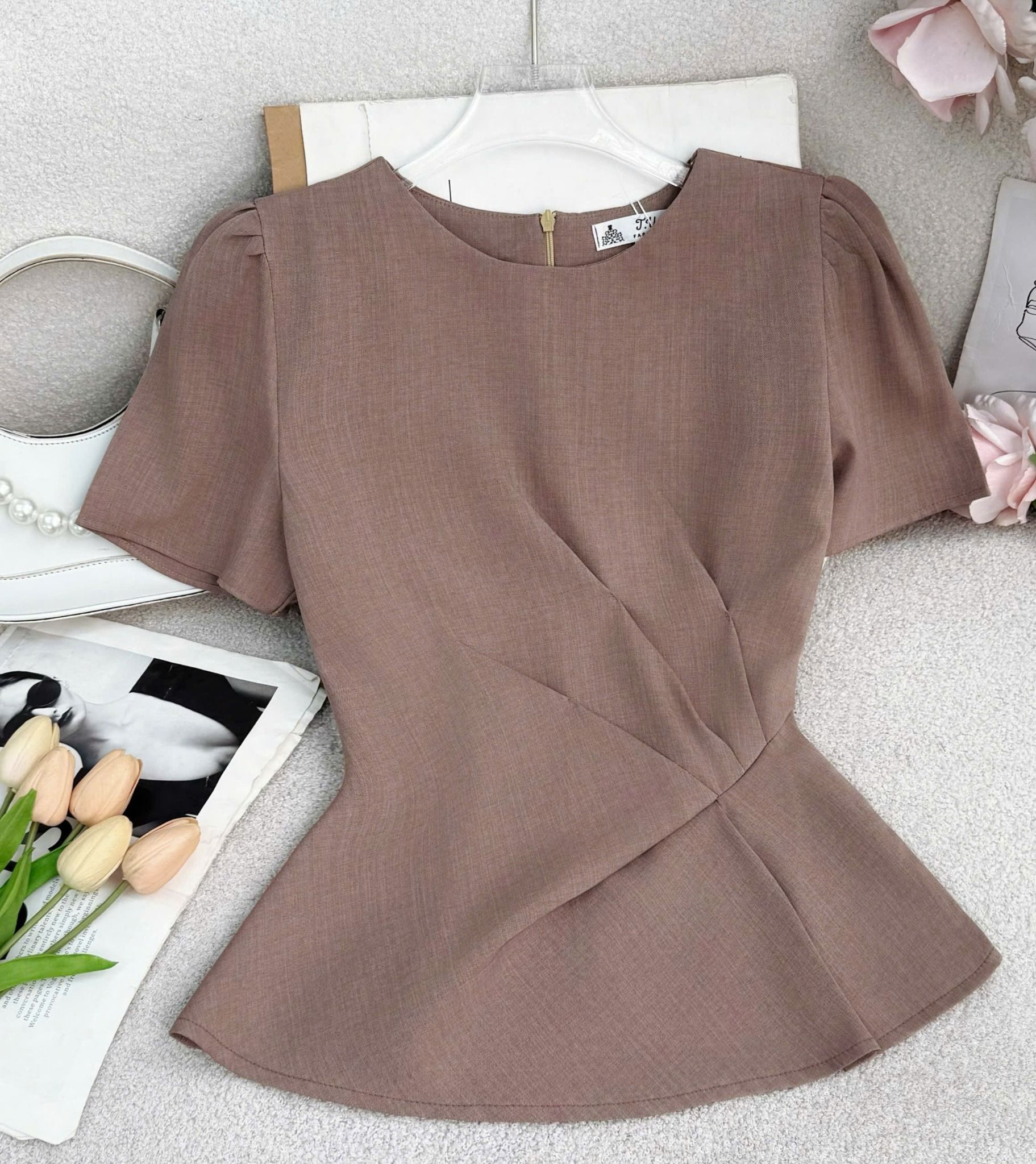 Áo Bố Xước Peplum Thiết Kế TuTu Store Phù Hợp Đi Làm Dành Cho Nữ - Mã A494