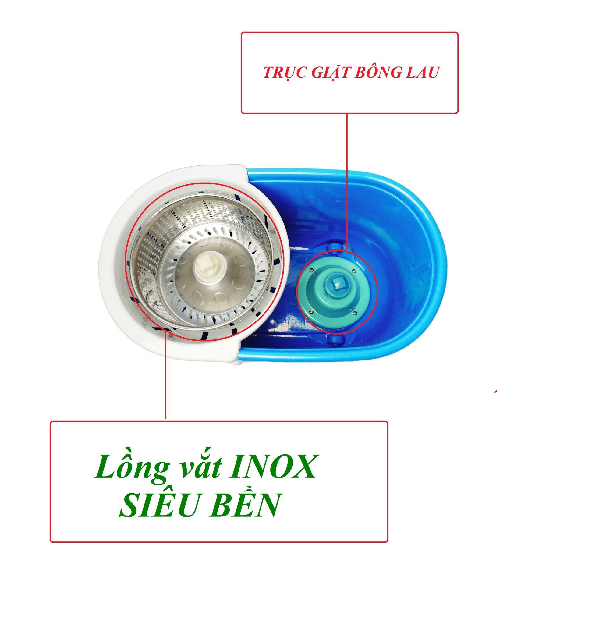 Bộ Lau Nhà Đệ Nhất Phu Nhân Lồng vắt, mâm bằng inox -TVL 158