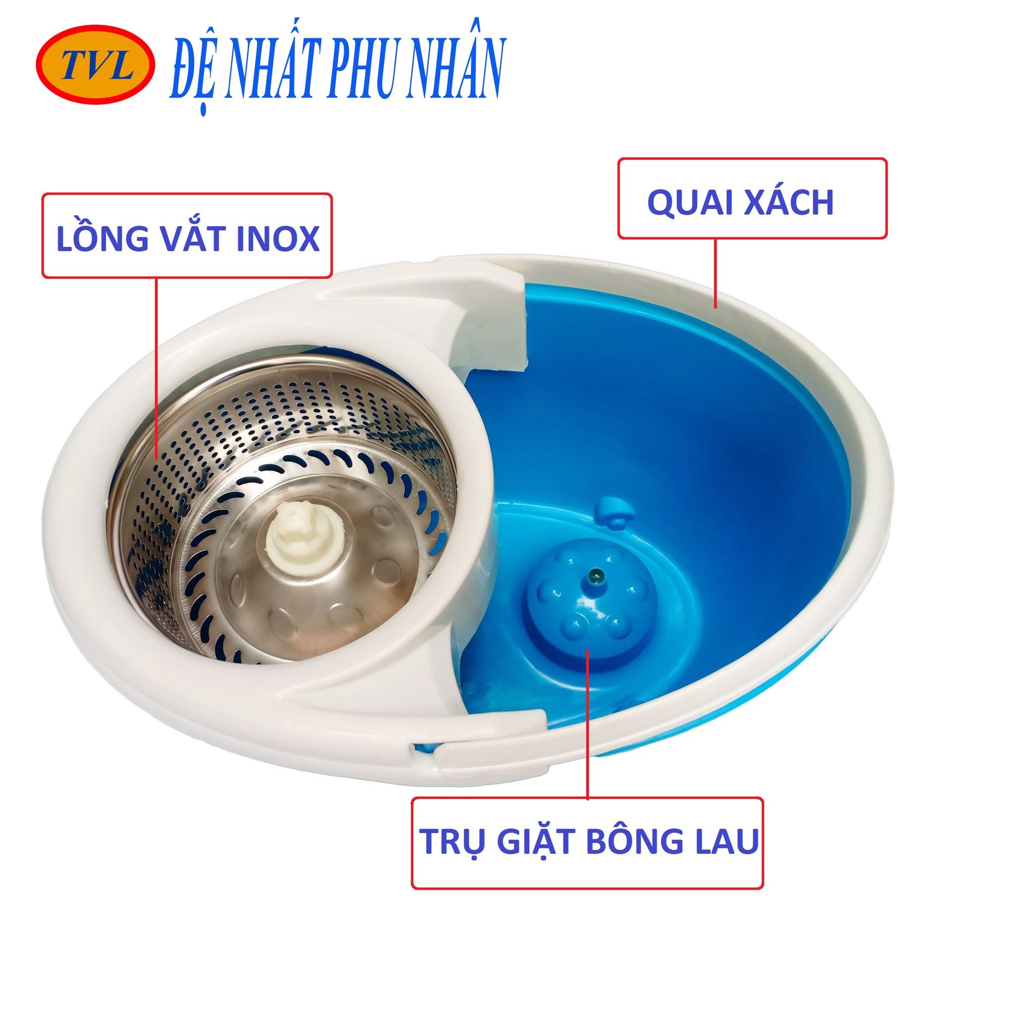 Bộ Lau Nhà Đệ Nhất Phu Nhân Lồng vắt, mâm bằng inox -TVL172