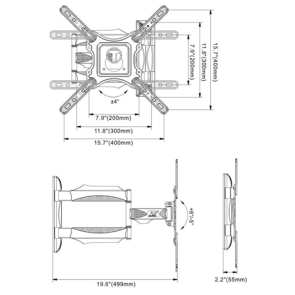 Giá Treo Tivi Góc Xoay Nhập Khẩu North Bayou P4 (32-55inch)