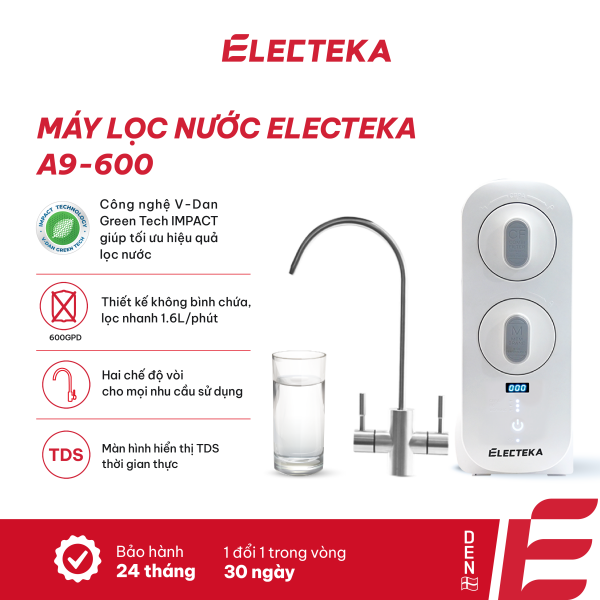 Máy lọc nước RO Electeka S7 Pro - A9 600 - Bảo hành 24 tháng - Miễn phí lắp đặt toàn quốc