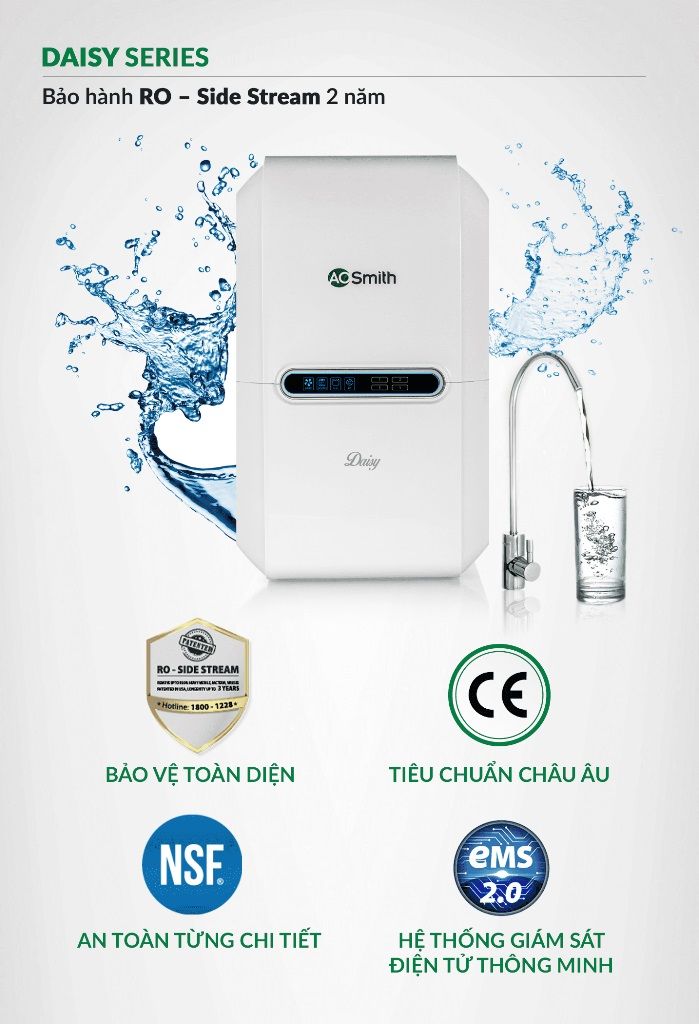 Máy Lọc Nước RO A.O.Smith Daisy/Daisy Plus Model 2021 - miễn phí lắp đặt toàn quốc