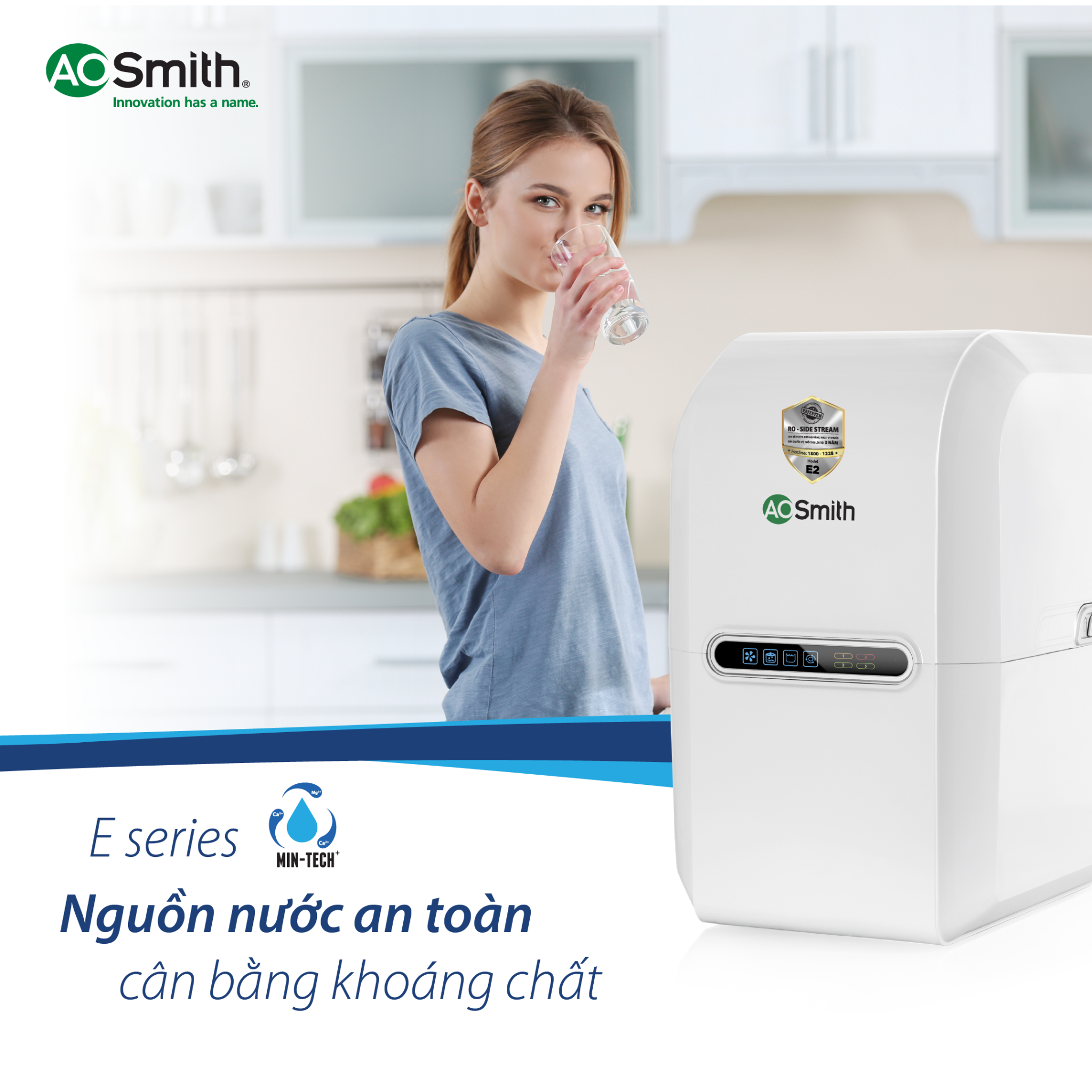 Máy Lọc Nước RO A.O.Smith E2/E3 Model 2020 - bổ sung khoáng chất