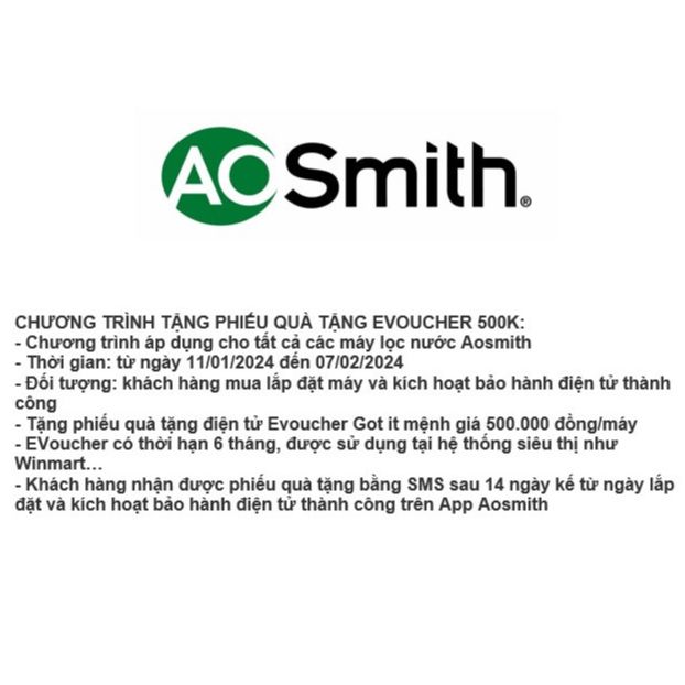 Máy Lọc Nước RO aosmith A.O.Smith G2 Model 2023 - miễn phí lắp đặt toàn quốc