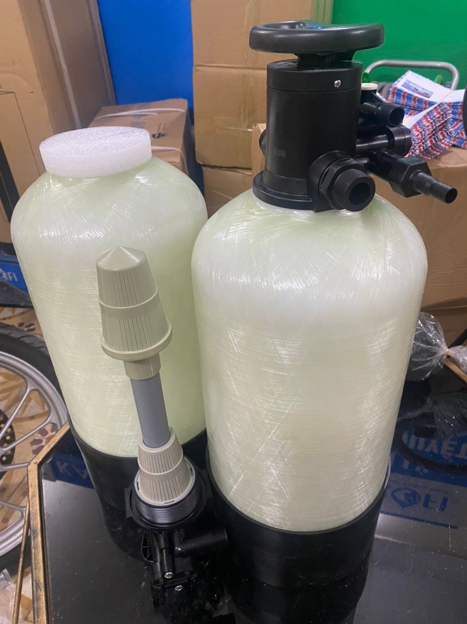 Cột lọc thô tiền lọc Big Blue 10 inch béo ren 34, Cột Composite 817 làm mềm nước khử cặn canxi magie cho máy Kangen Ion Kiềm - vật liệu cation