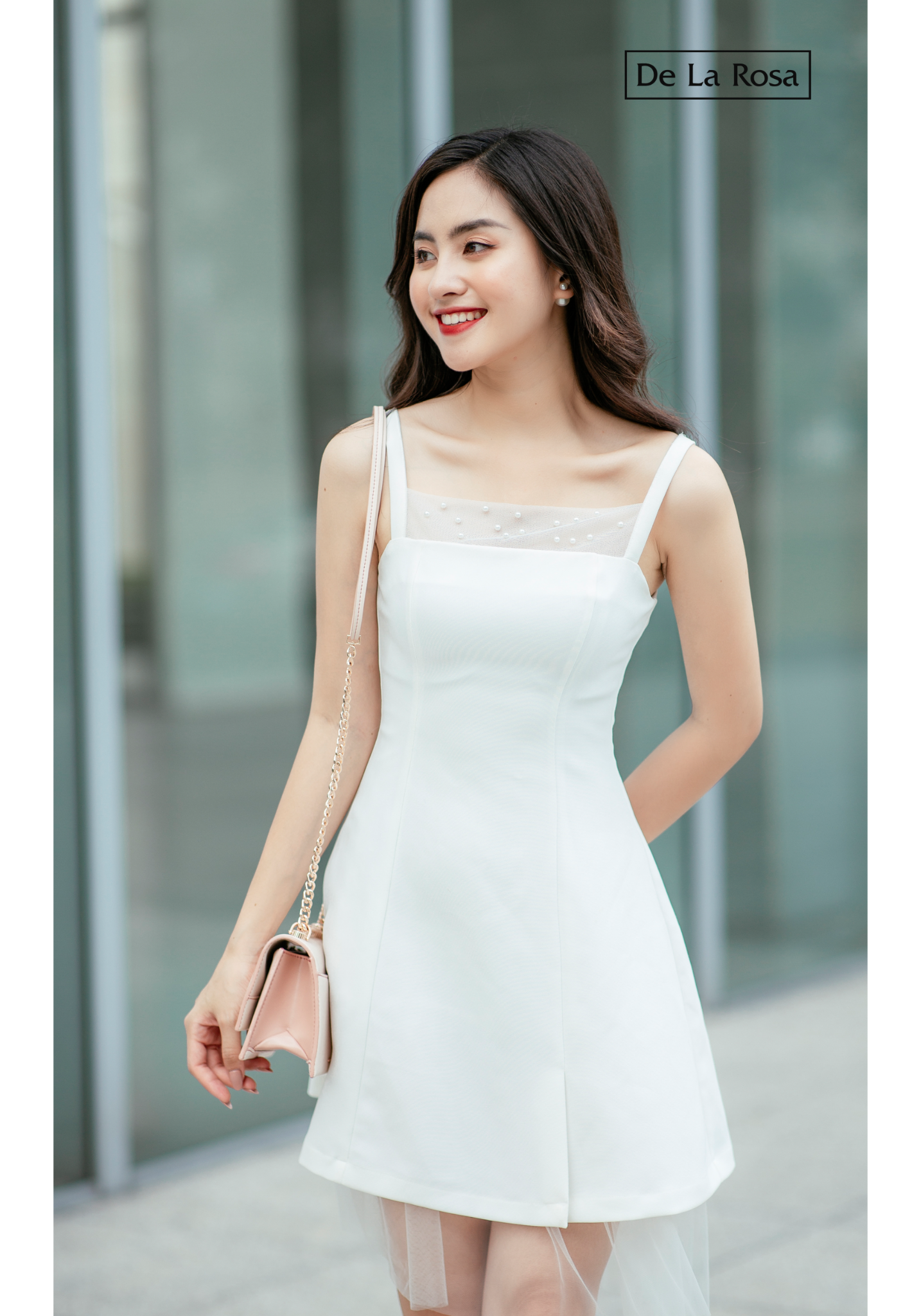Đầm Phối Lưới Đính Ngọc Trai