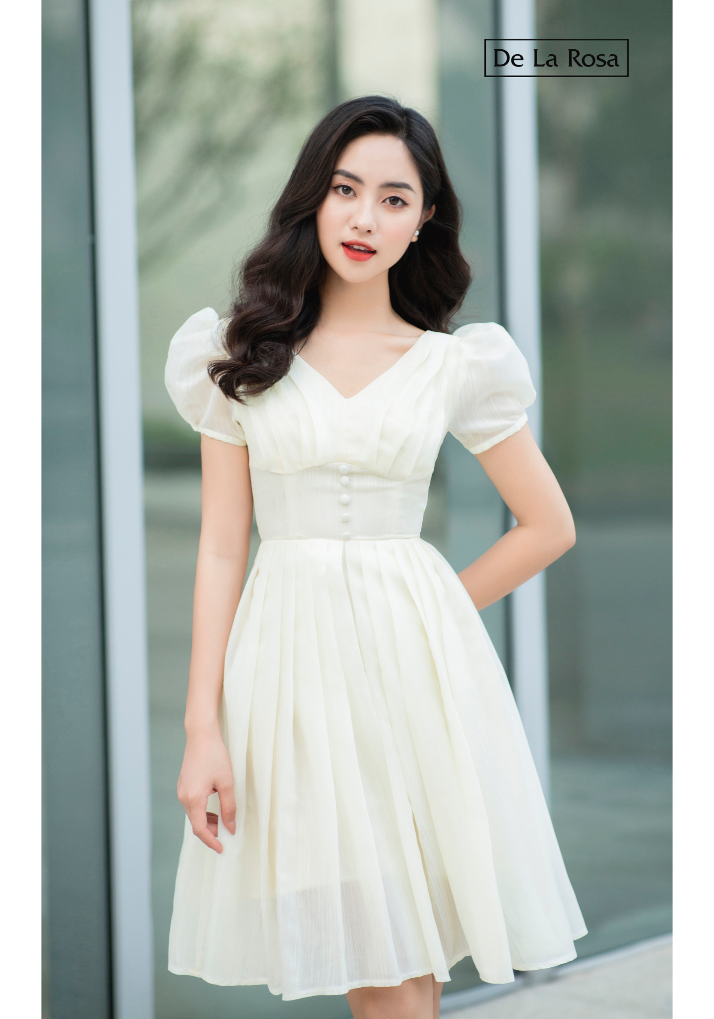 Đầm Linen Kim Tuyến Tùng Xếp Ly