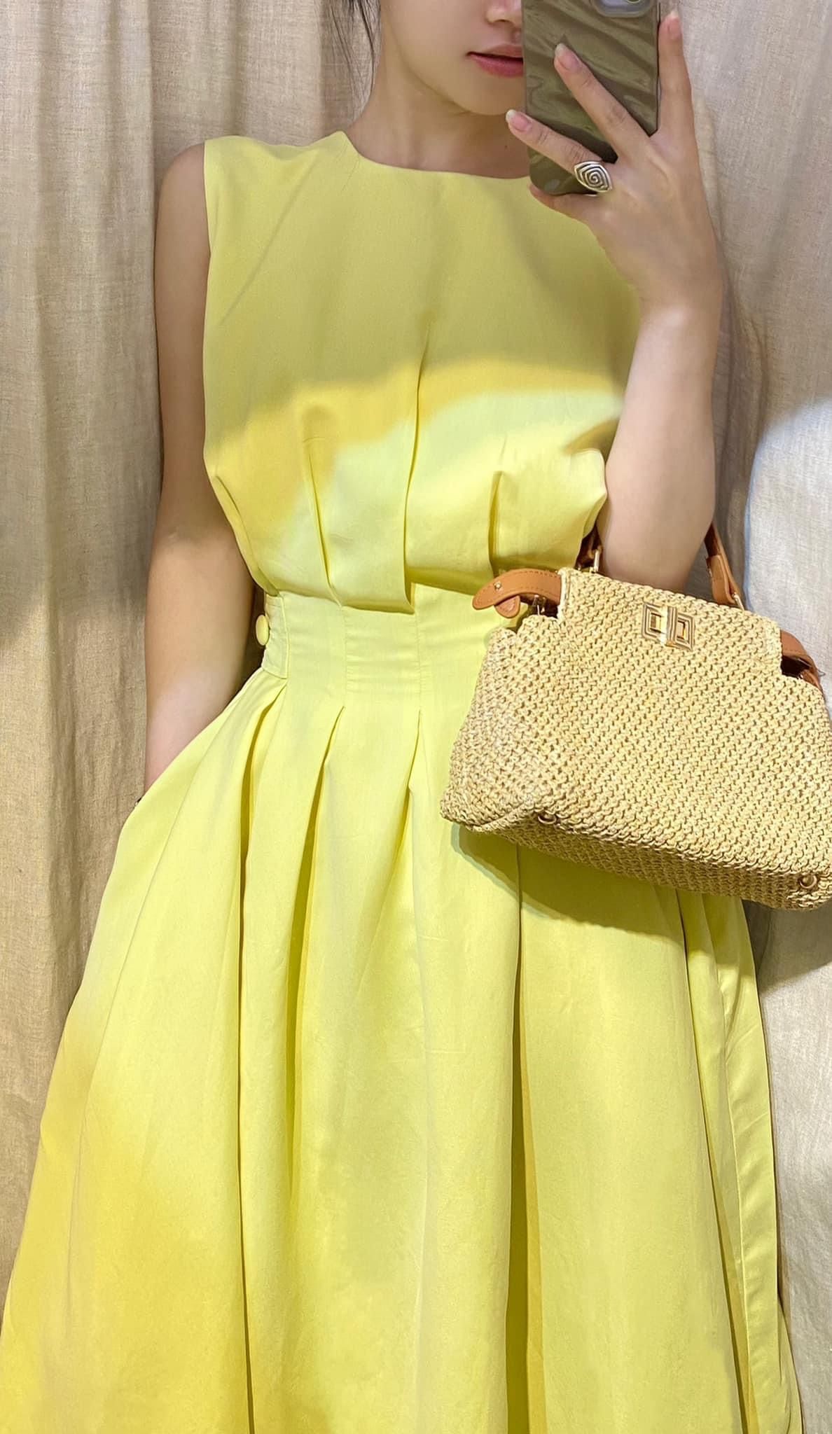 Evelyn Dress - Đầm sát nách, xếp ly eo D938
