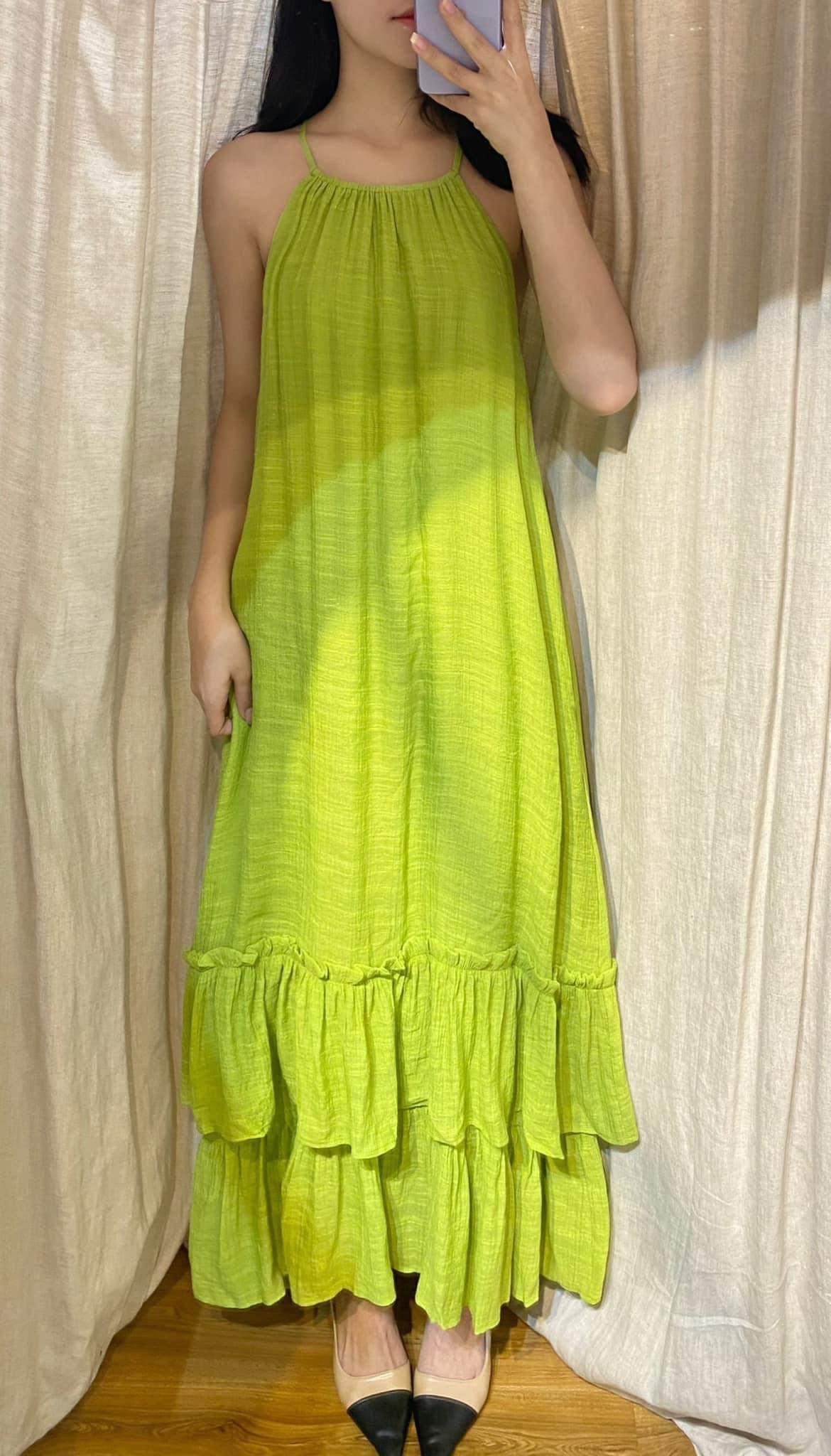 Brianna Dress - Maxi bèo cổ yếm hai tầng D438