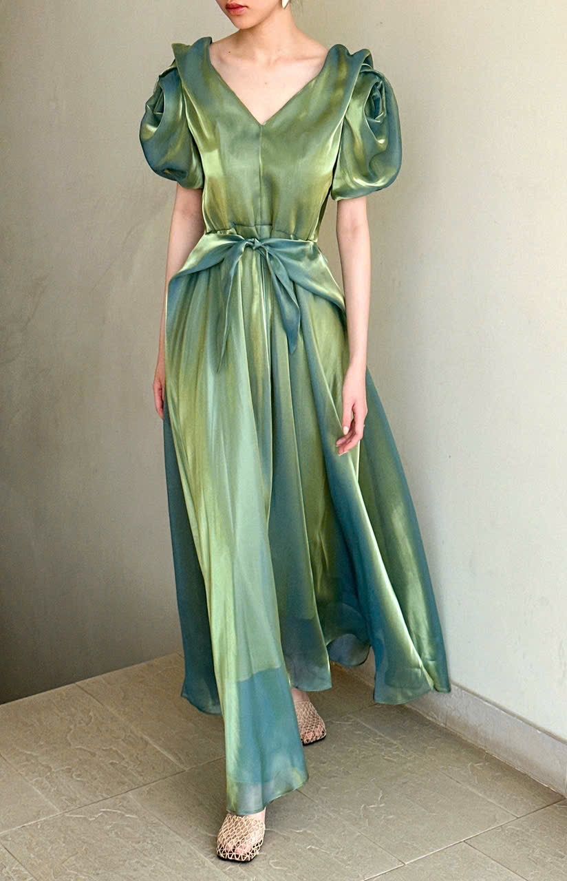 Helena Dress - Đầm Hoa Hồng Tay Phồng Q1013