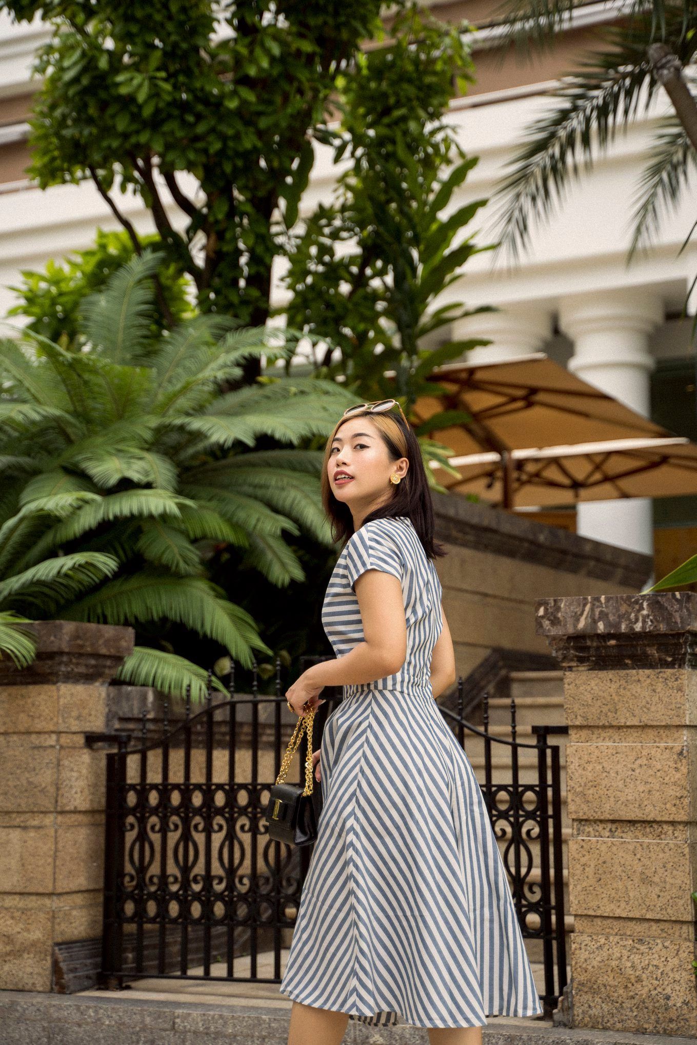 Stripe A line dress - Đầm chữ A kẻ sọc D219