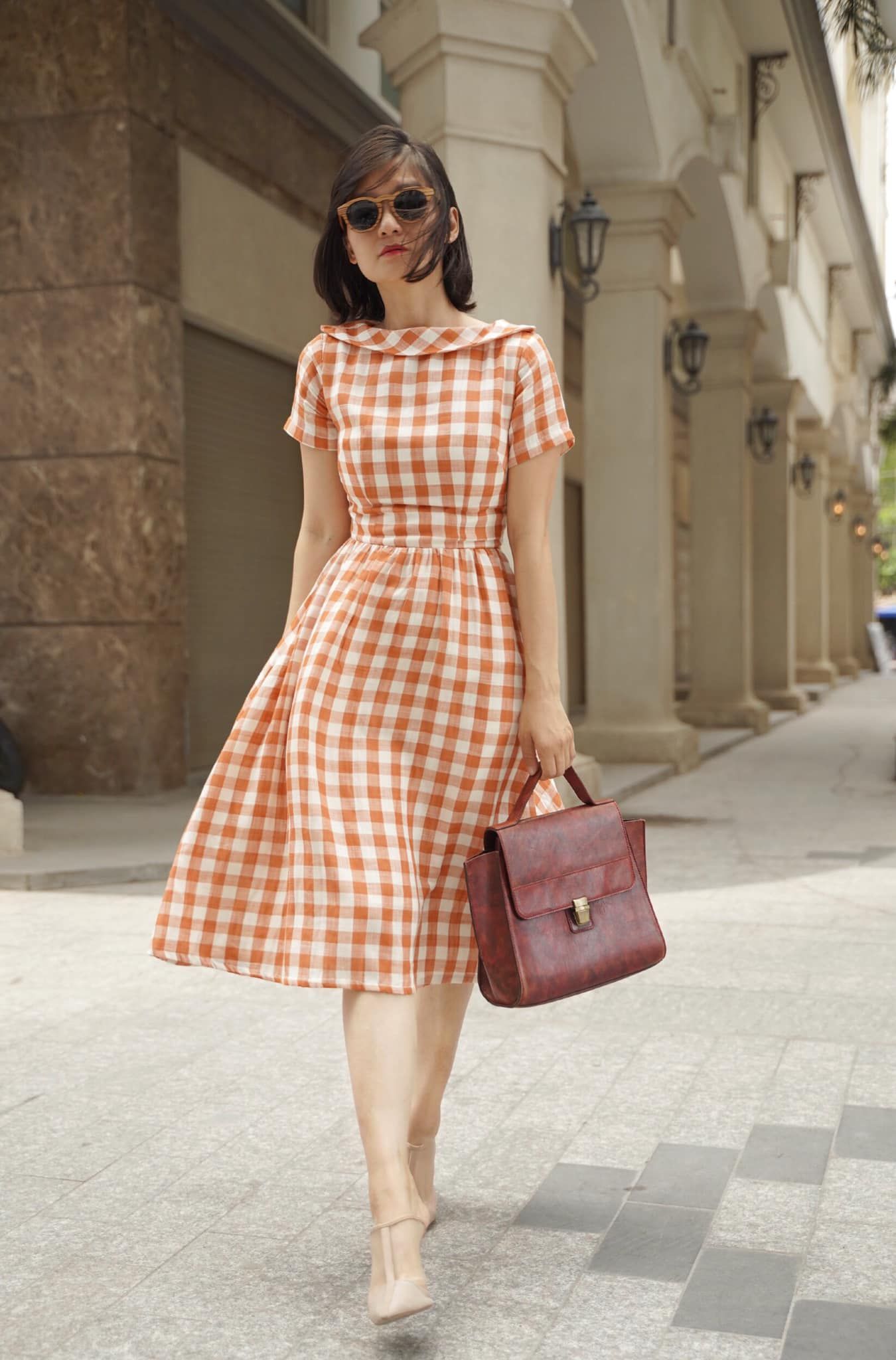 Melissa Dress - Đầm caro cổ lật D214 D215