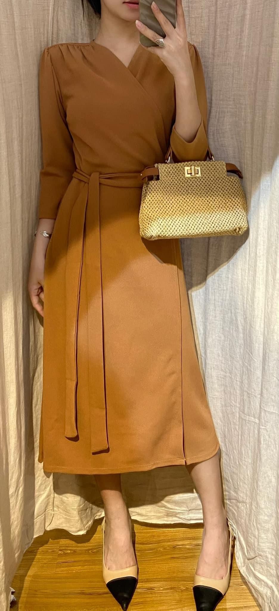 London Dress - Đầm thun xốp đắp chéo tay lửng D025 -> D027