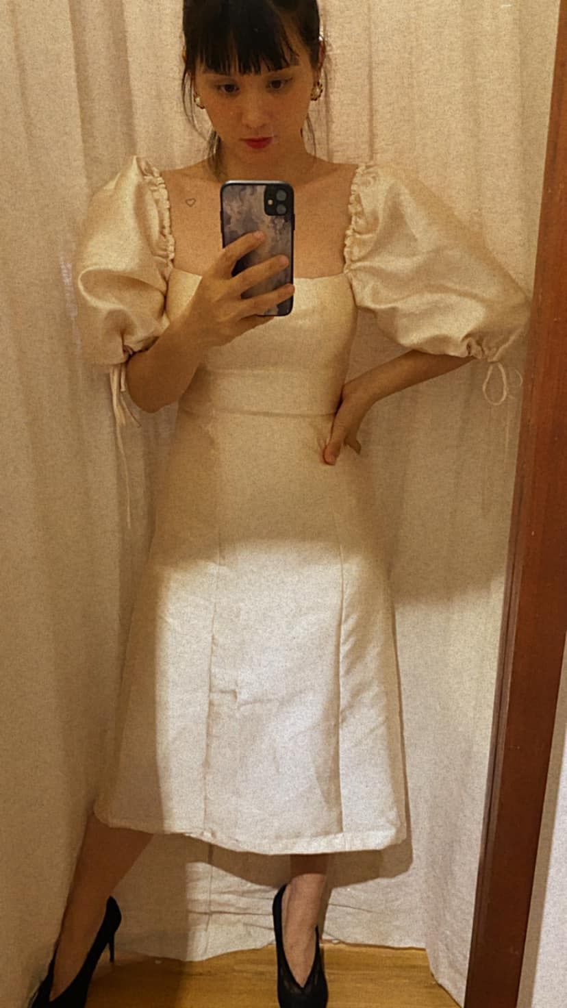 Alia Dress - Váy tafta trễ vai tay phồng D99