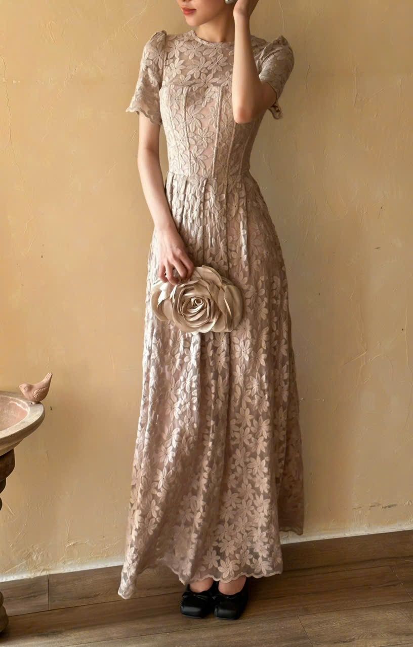 Belle Lace Dress - Đầm Corset Cổ Điển Tay Ngắn Q003