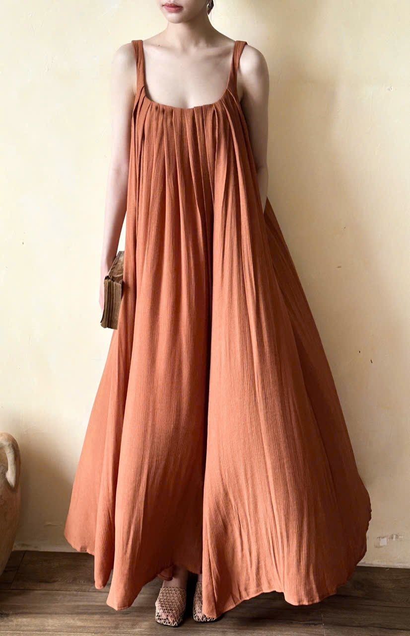 Peony Dress - Đầm 2 Dây Dập Ly DR1624