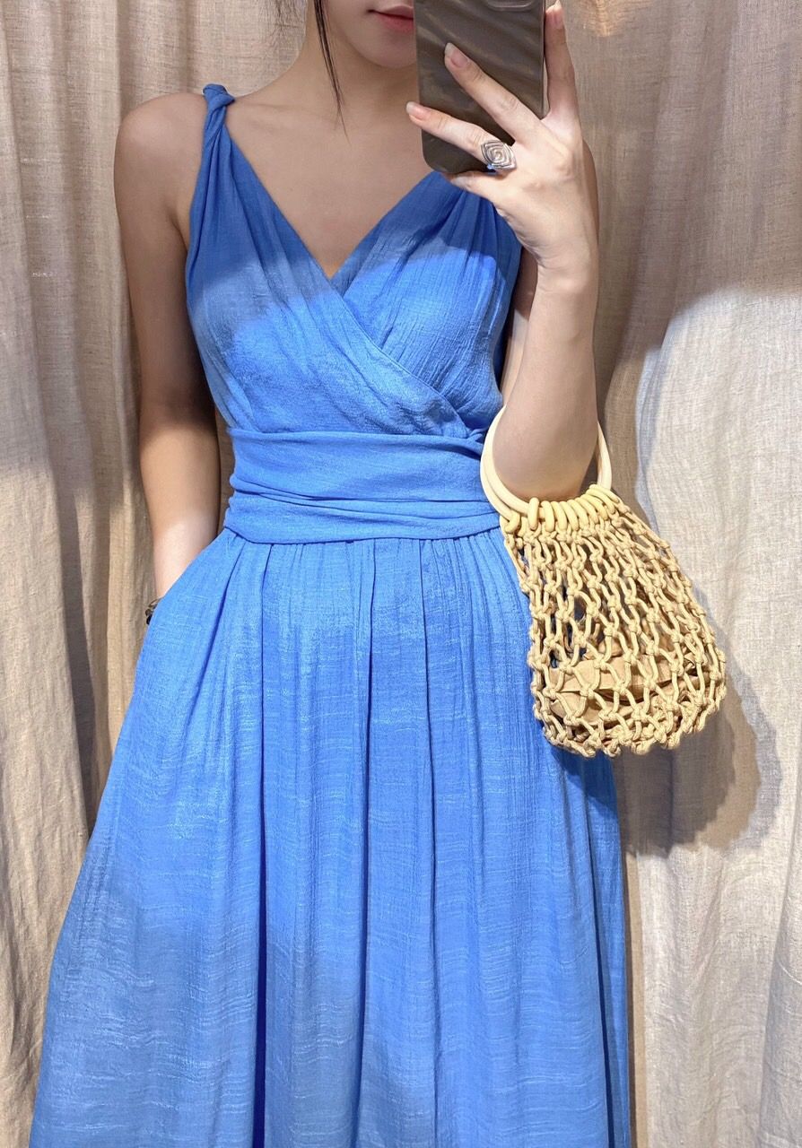 Nala Dress - Đầm 2 dây cổ tim thắt nơ eo E29