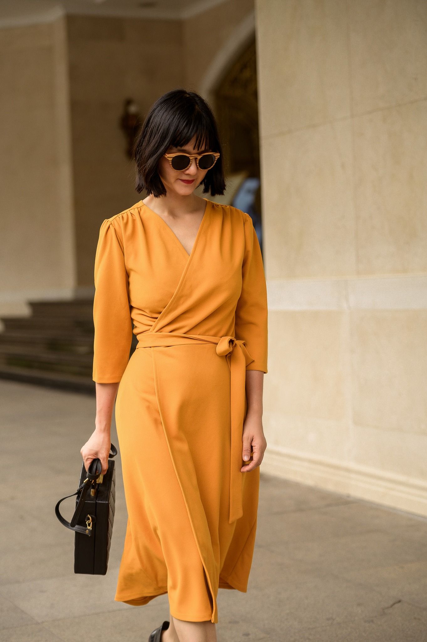 London Dress - Đầm thun xốp đắp chéo tay lửng D025 -> D027