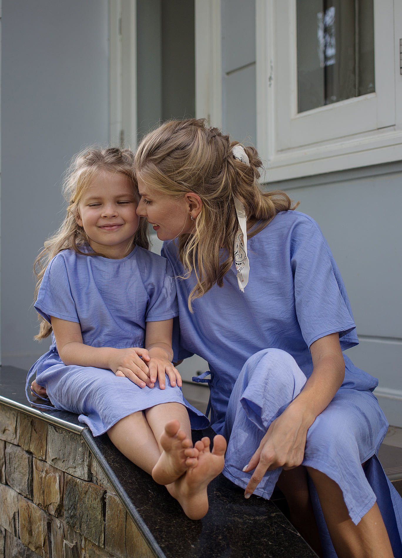 Coraline Dress - Đầm xanh suông thắt eo có tay (Mẹ) D009