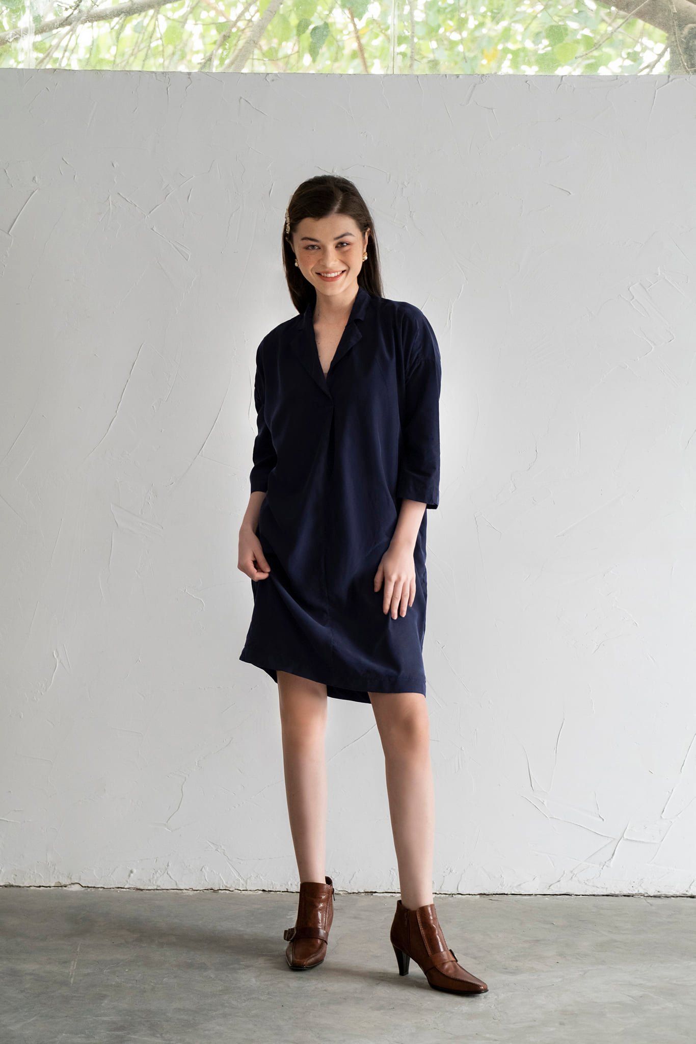 Maren Dress - Đầm suông tay dài cổ vest D349 -> D355