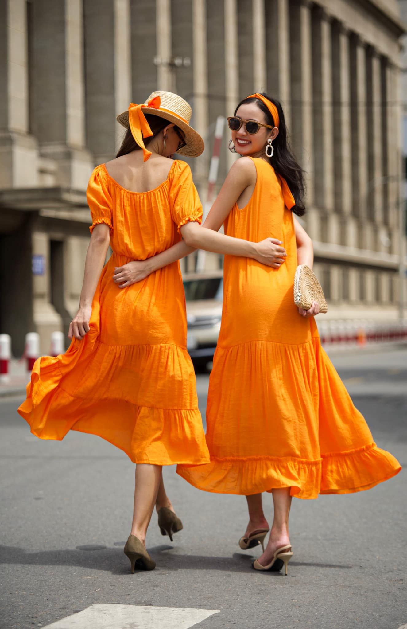 Harlow Dress - Đầm xô lụa sát nách cam D51