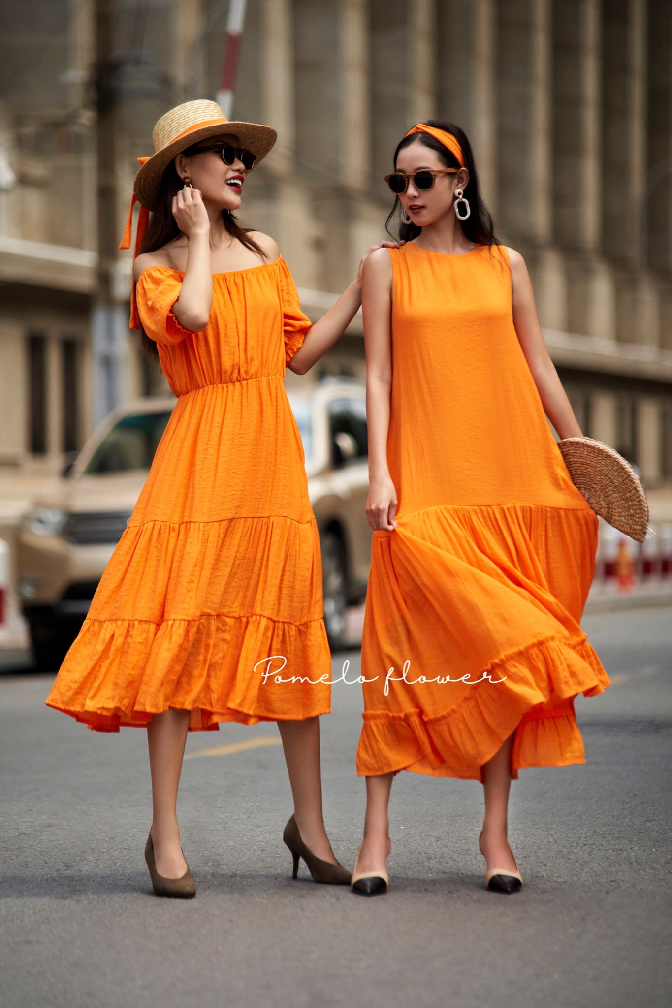 Harlow Dress - Đầm xô lụa sát nách cam D51