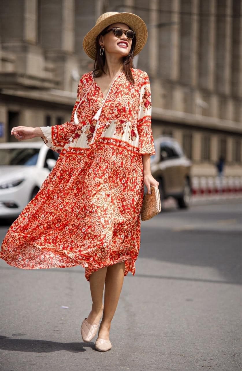 June Dress - Đầm họa tiết thổ cẩm D533