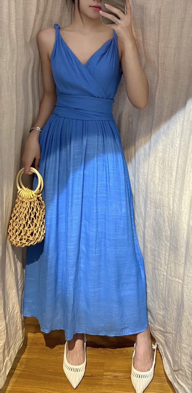 Nala Dress - Đầm 2 dây cổ tim thắt nơ eo E29