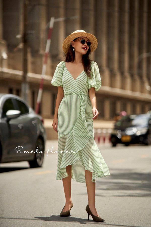 Ariel Dress - Đầm đuôi cá cổ V tay phồng - D669