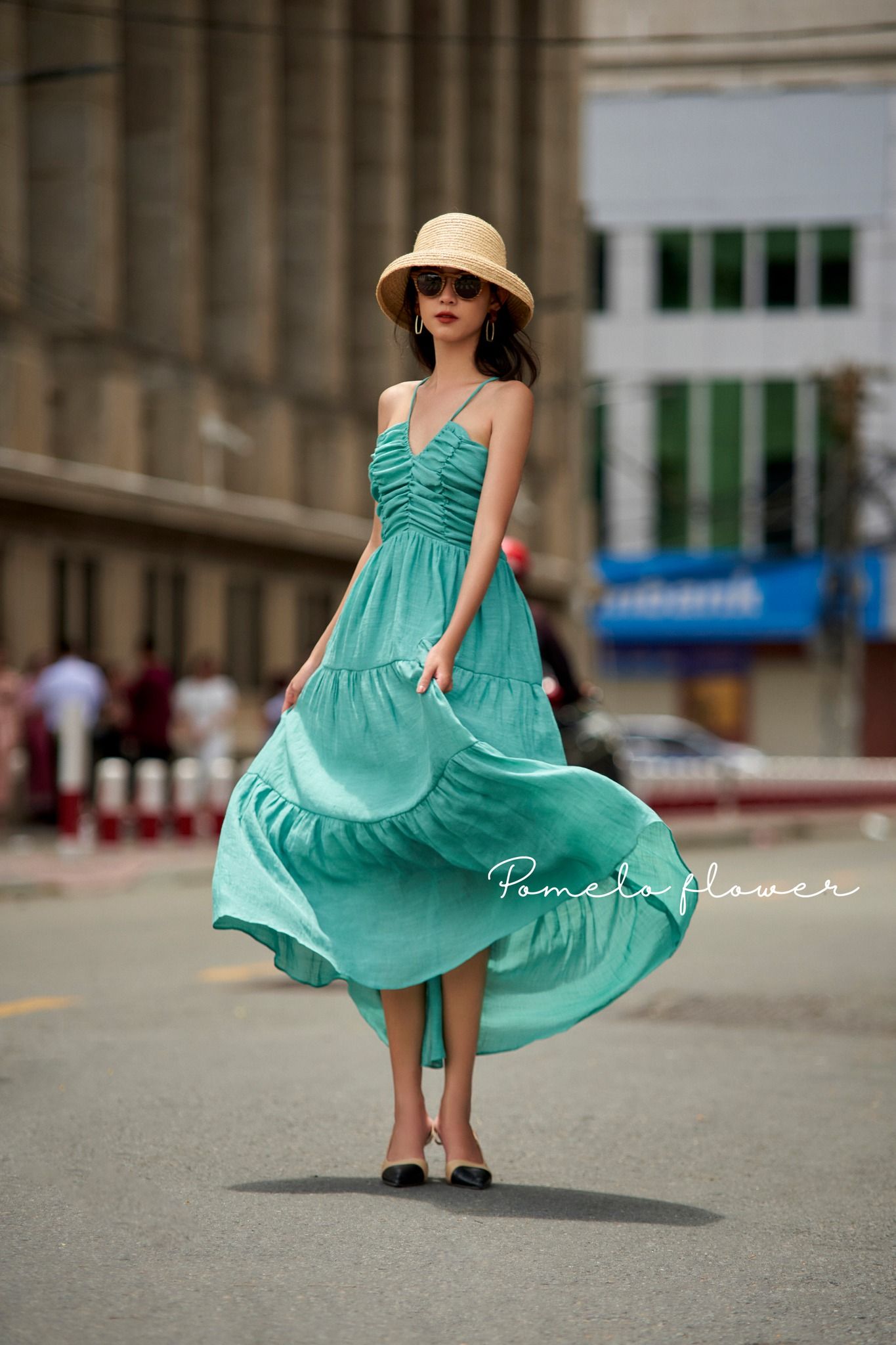 Đầm maxi 2 dây chun sau lưng - D687