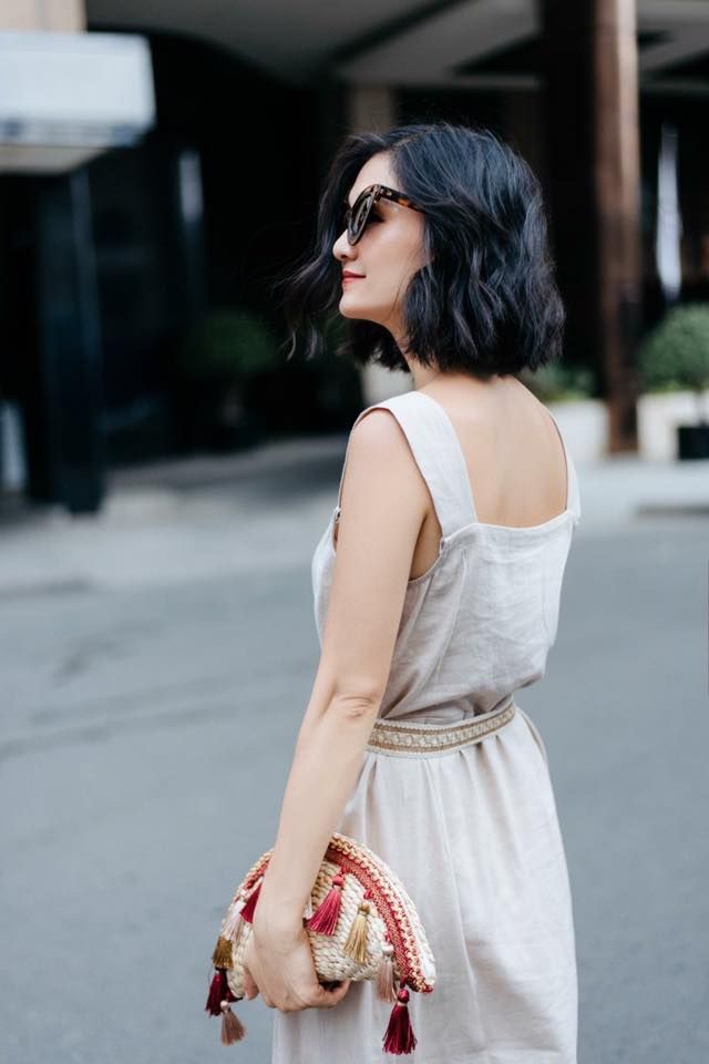 Aylin Dress - Đầm linen in hoa Lilac 2 dây D336