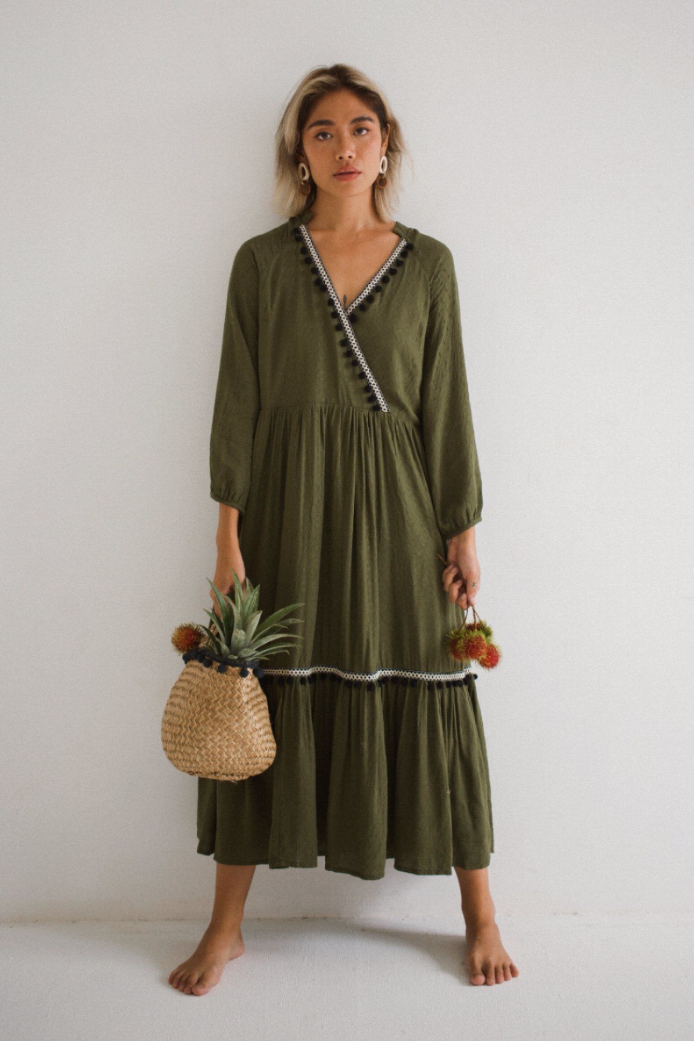Liliana Dress - Đầm thổ cẩm viền trắng D597