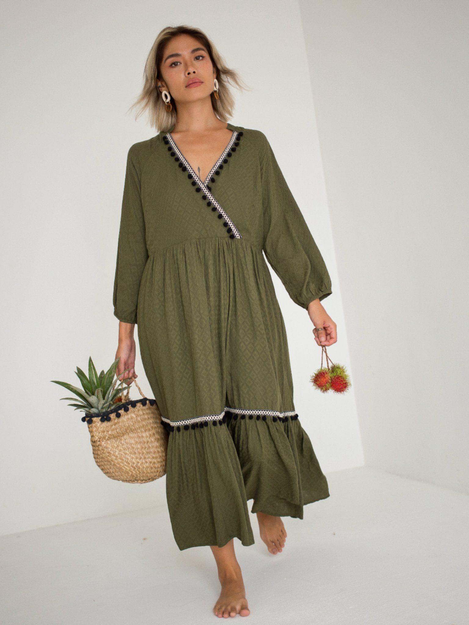 Liliana Dress - Đầm thổ cẩm viền trắng D597