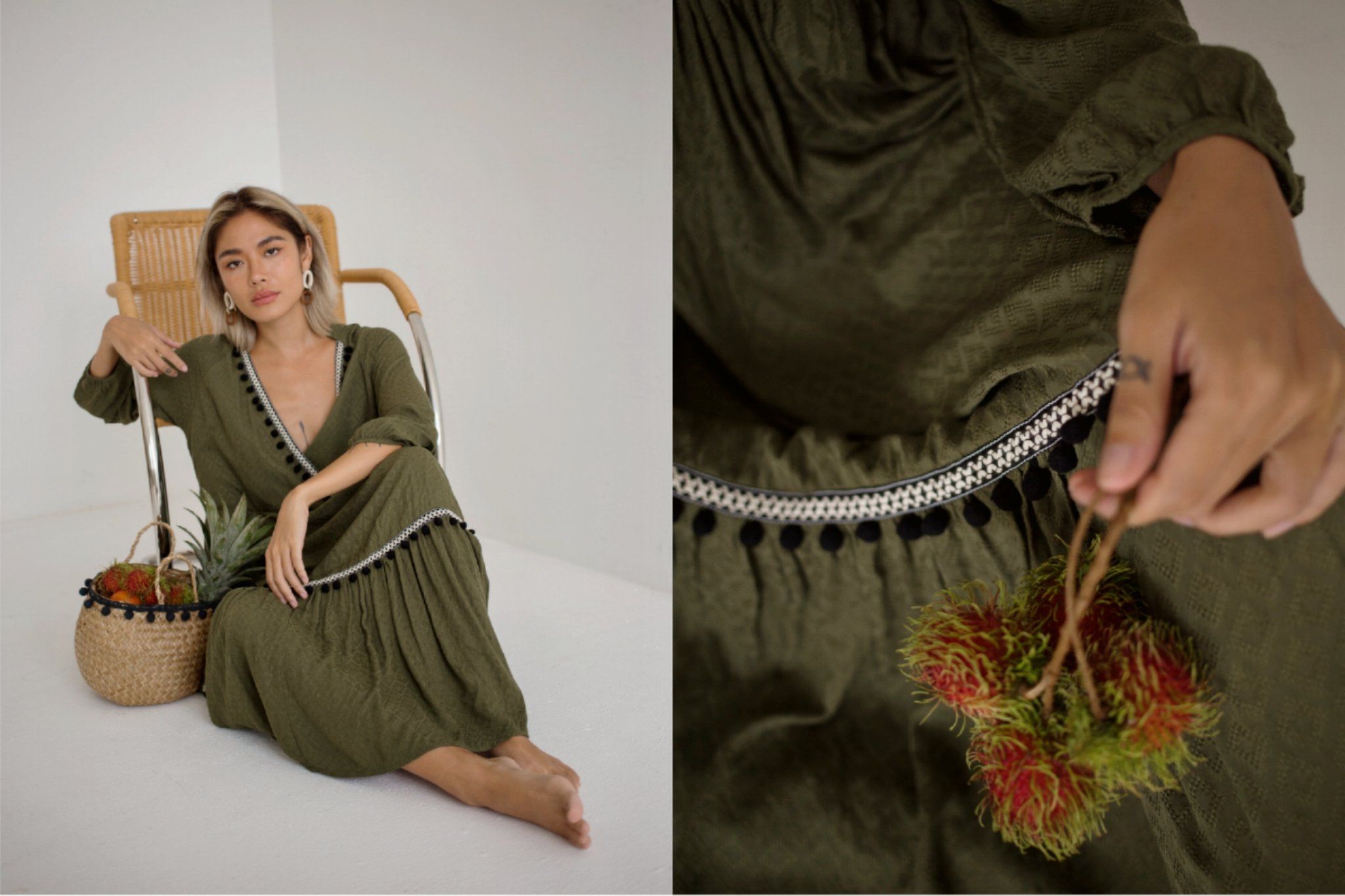 Liliana Dress - Đầm thổ cẩm viền trắng D597