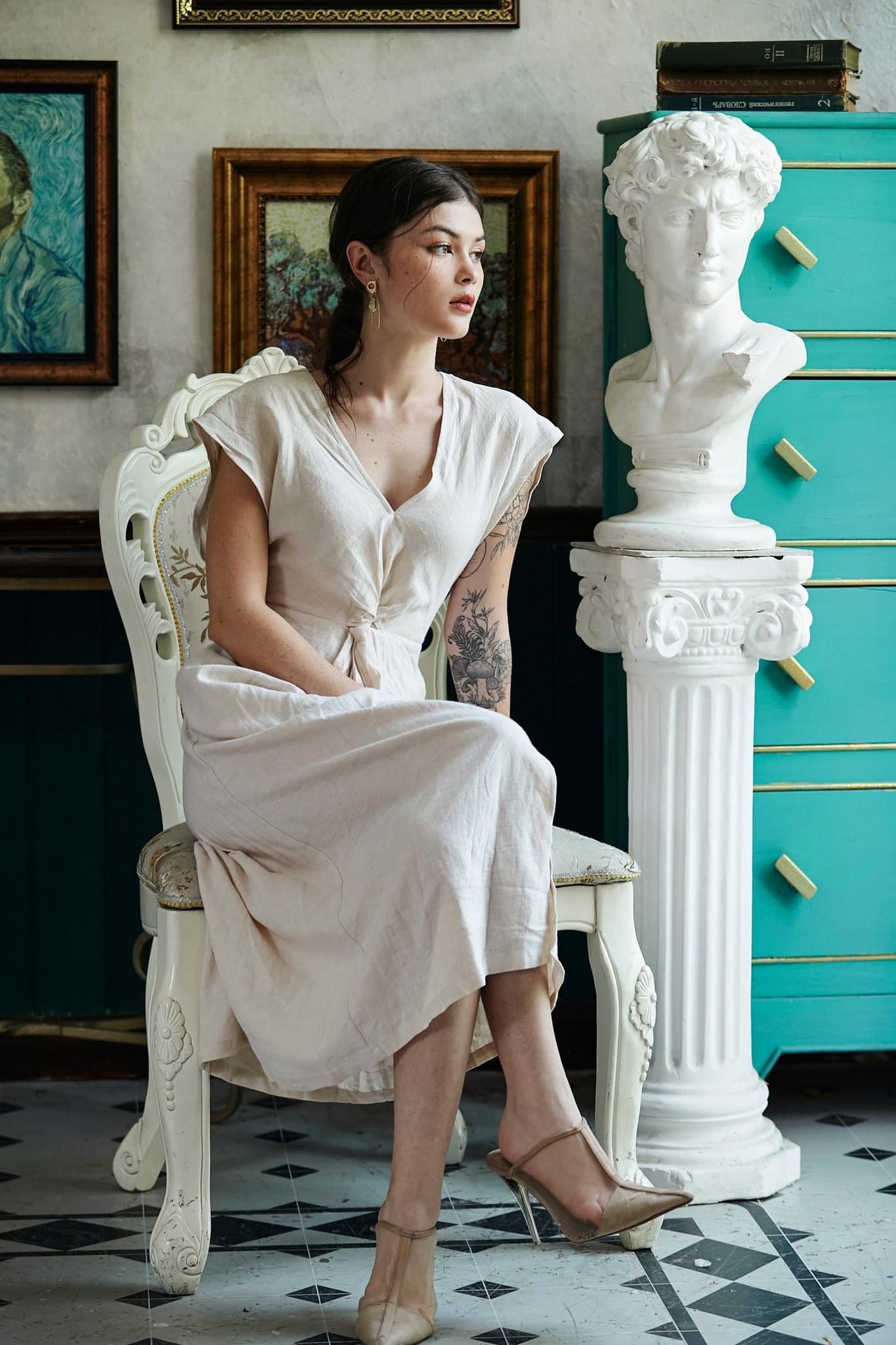Ali Dress - Đầm Xoắn Eo Linen D909