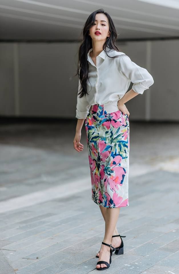 Chân váy hoa sắc màu C09