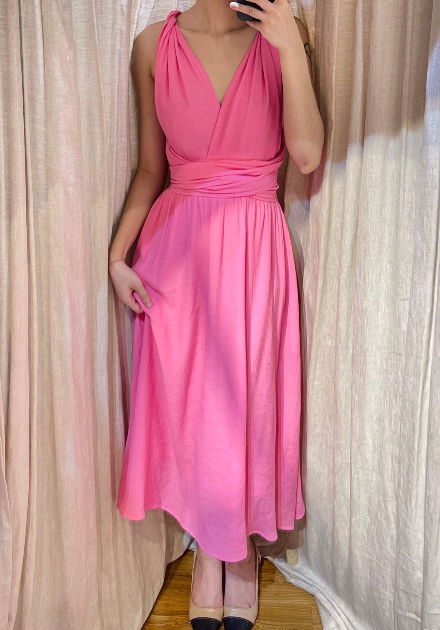 Nala Dress - Đầm 2 dây cổ tim thắt nơ eo E29