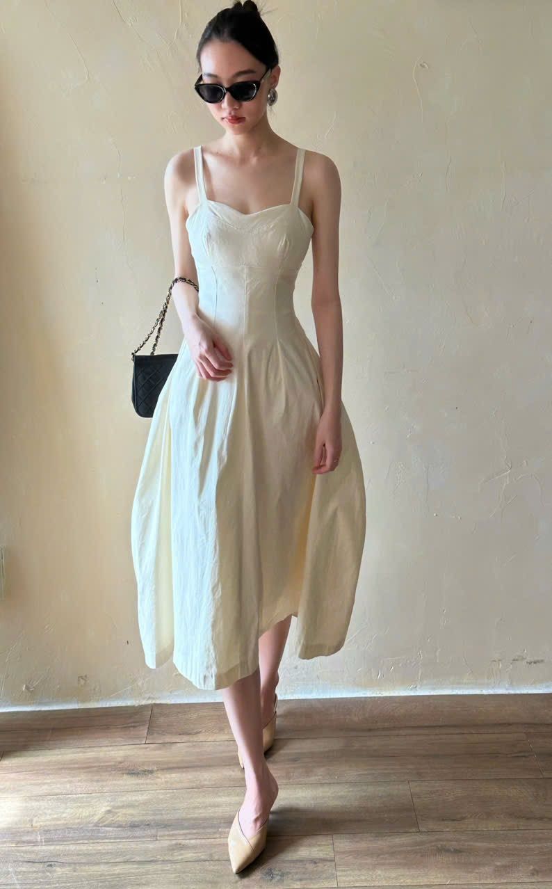 Merlisa Dress - Đầm 2 dây xếp li eo D993