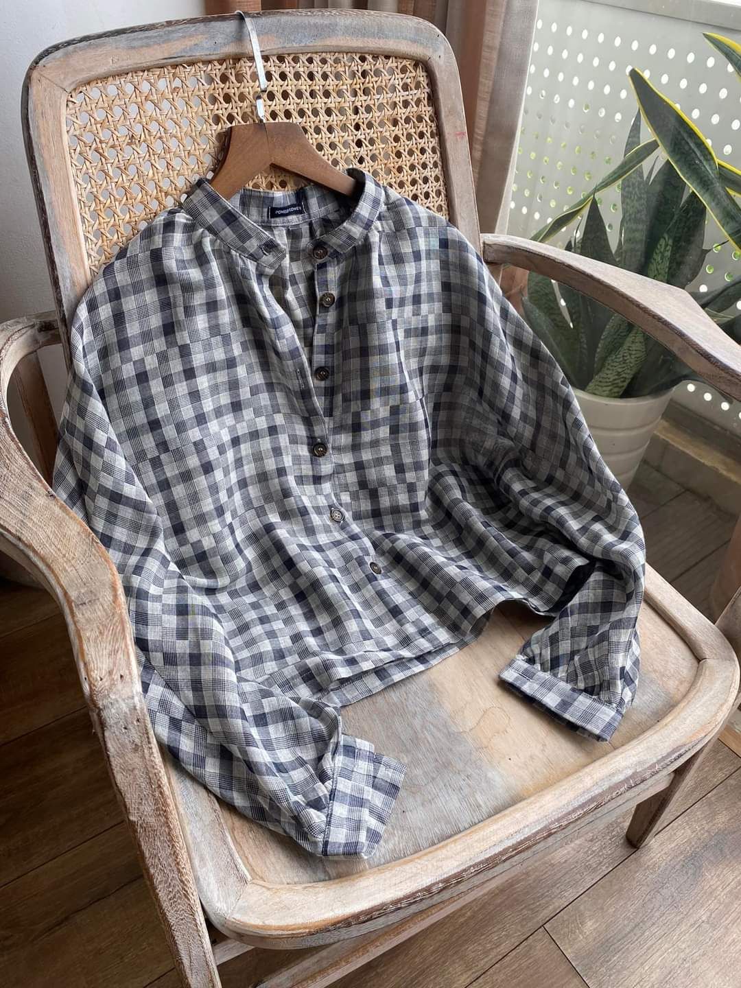 Lyra Shirt - Áo sơ mi cánh dơi caro A73