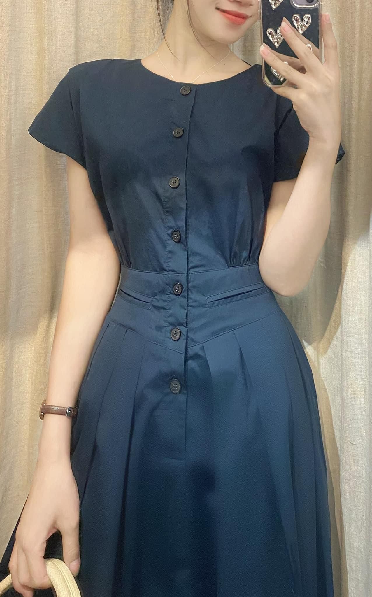 Michelle Dress - Đầm Tay Ngắn Một Hàng Nút L56