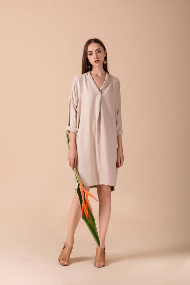Maren Dress - Đầm suông tay dài cổ vest D349 -> D355
