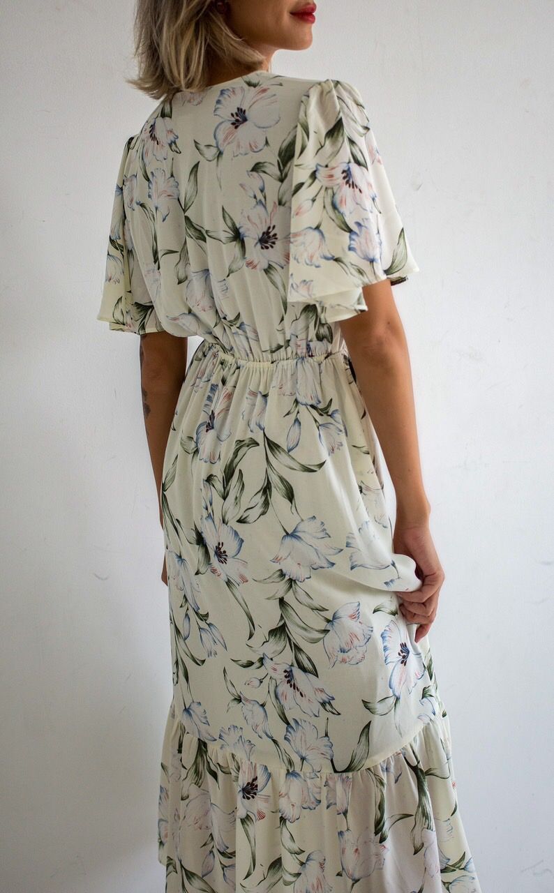 Floral Dress - Đầm voan cổ V in hoa , chun eo - D710