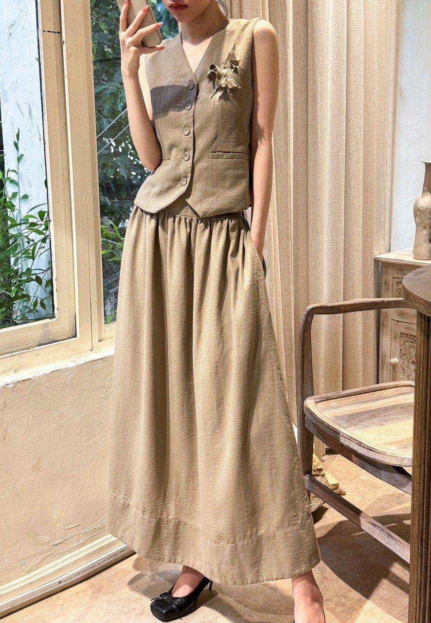 Reine Set - Set áo linen và chân váy L028