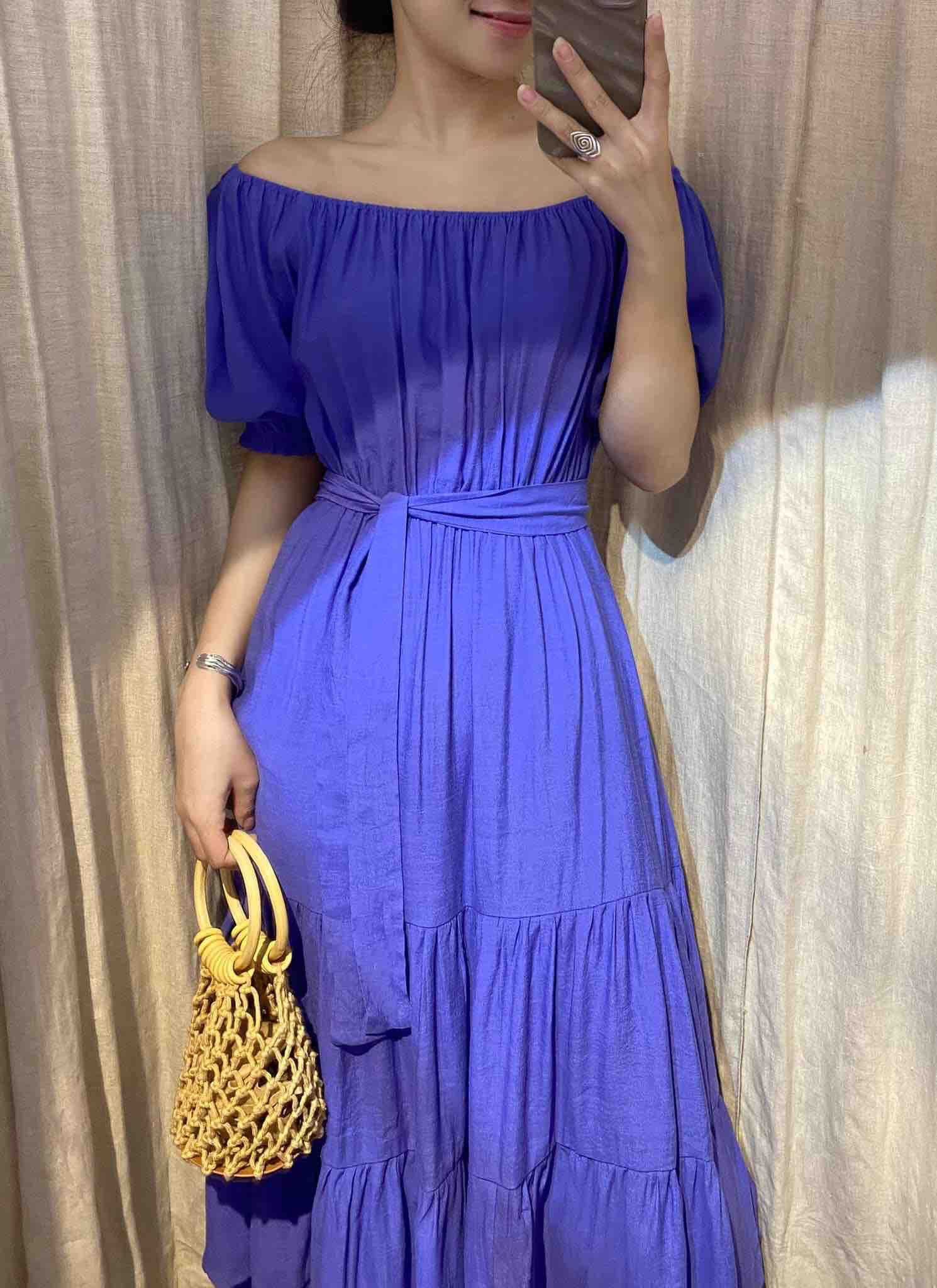 Emily Dress - Đầm xô lụa trễ vai tím D067 D068 D526 D527