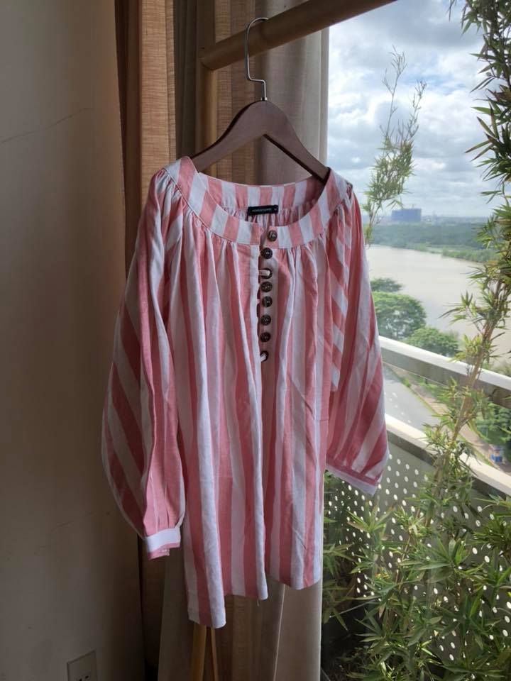 Áo linen cổ tròn hàng cúc trước ngực - Kaila A206 -> A208
