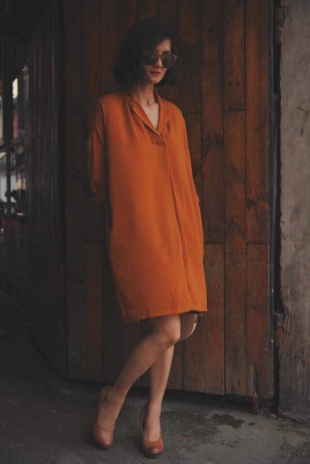 Maren Dress - Đầm suông tay dài cổ vest D349 -> D355