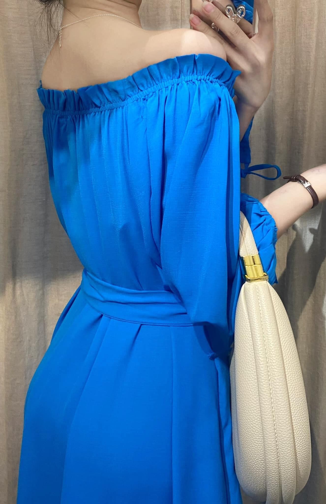 Carly Dress - Đầm suông trễ vai tay lỡ buộc nơ D454