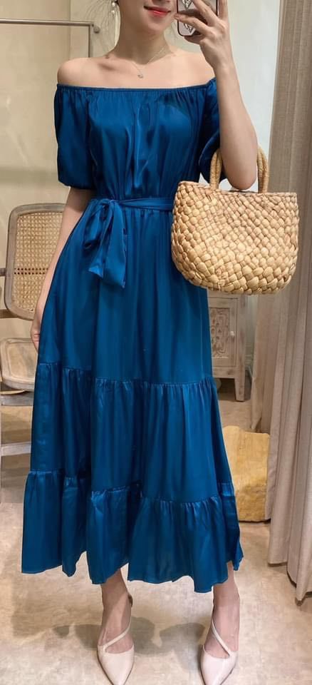 Luna Dress - Đầm trễ vai lụa các màu - D735