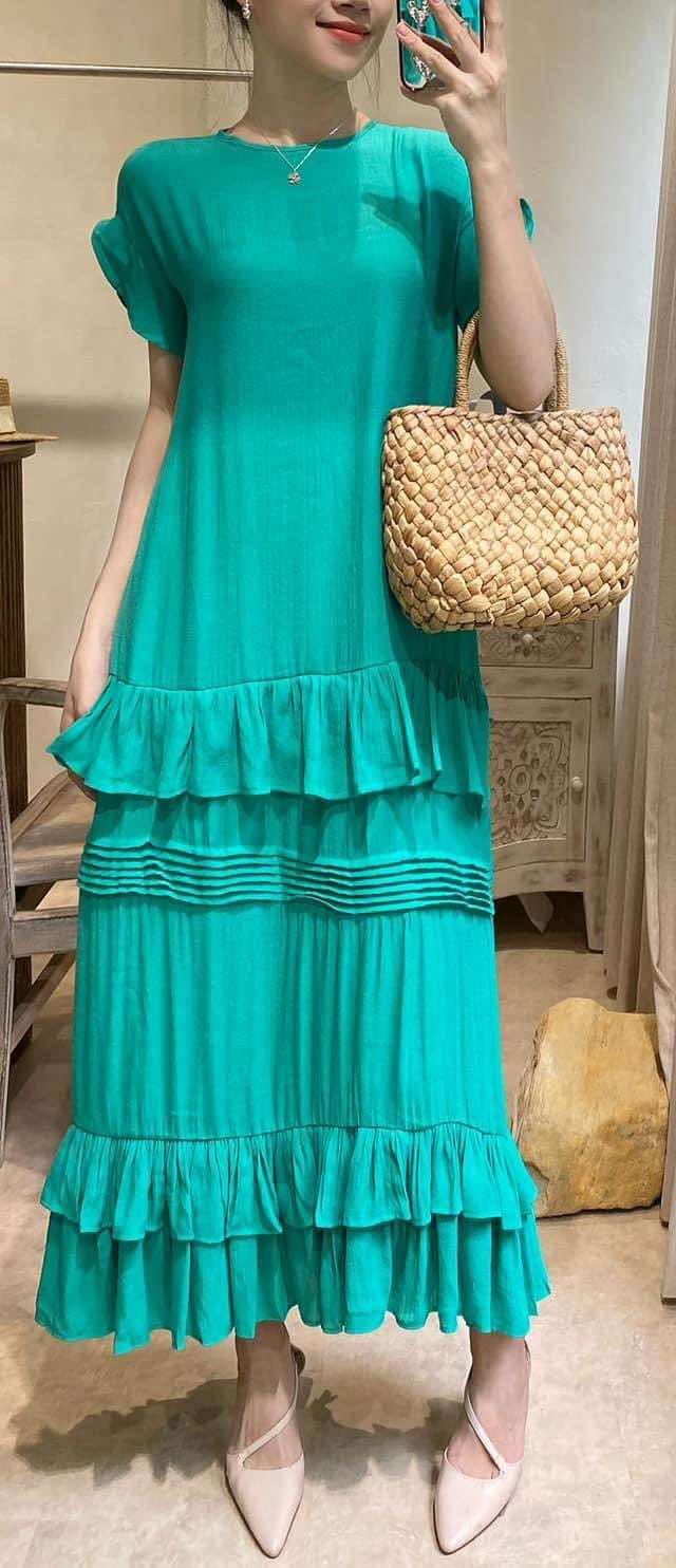 Amelia Ruffled Dress - Đầm maxi suông bèo tay D267 -> D272 D440