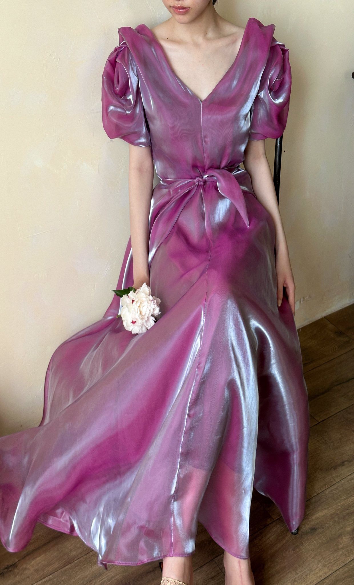 Helena Dress - Đầm Hoa Hồng Tay Phồng Q1013